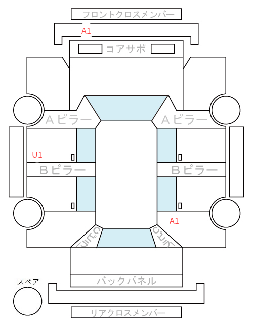 Body condition diagram (damage marks, Japanese labels)