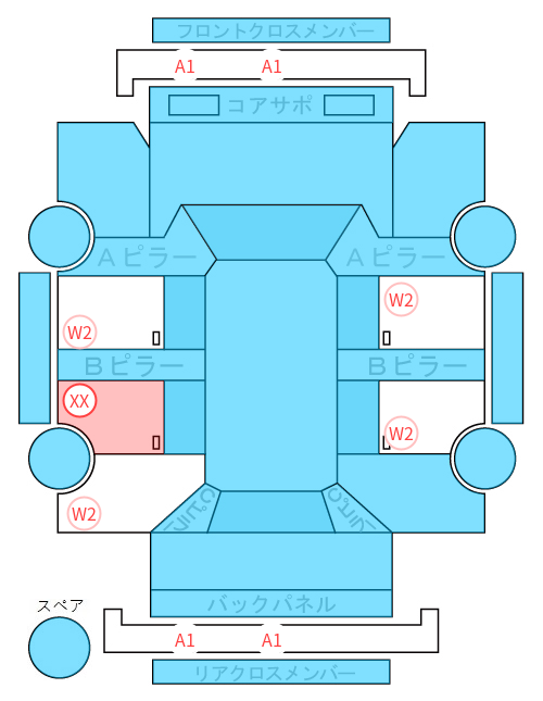 Body condition diagram (damage marks, Japanese labels)