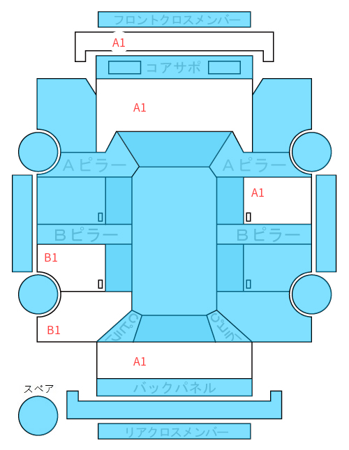 Body condition diagram (damage marks, Japanese labels)