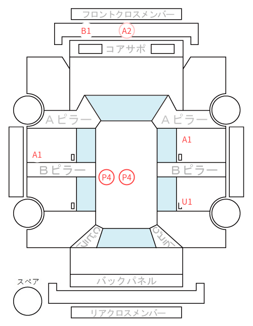 Body condition diagram (damage marks, Japanese labels)