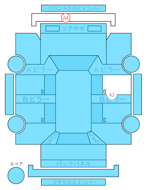 Body condition diagram (damage marks, Japanese labels)