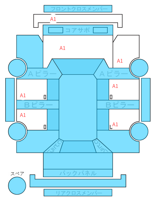 Body condition diagram (damage marks, Japanese labels)