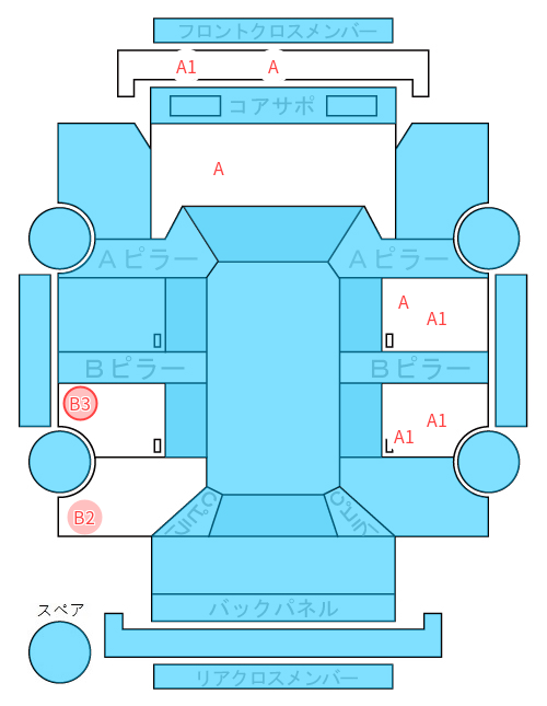 Body condition diagram (damage marks, Japanese labels)