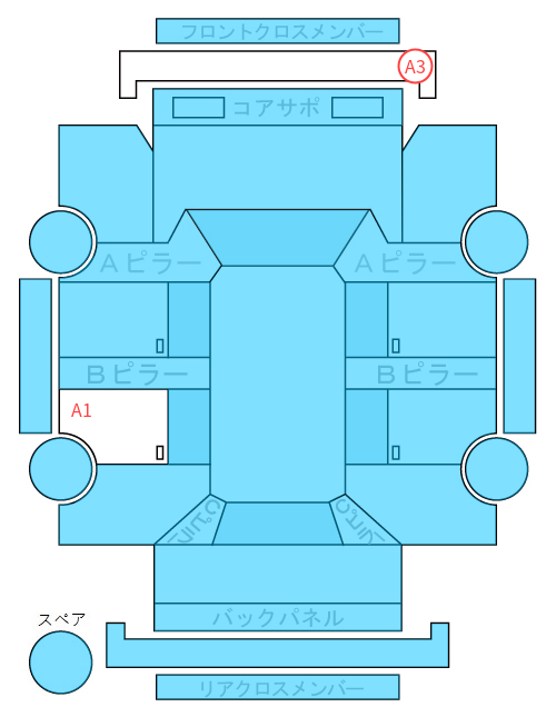 Body condition diagram (damage marks, Japanese labels)
