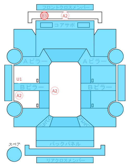 Body condition diagram (damage marks, Japanese labels)