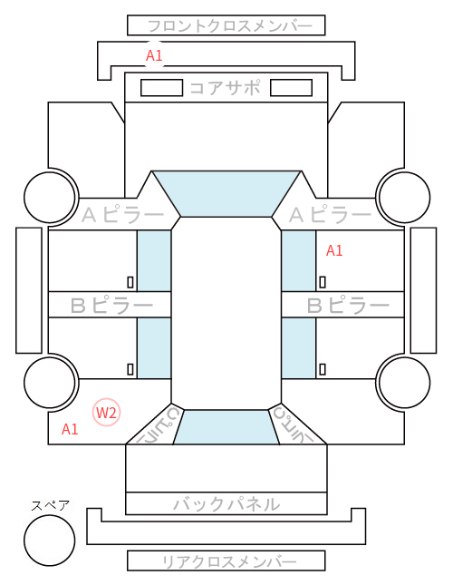 Body condition diagram (damage marks, Japanese labels)