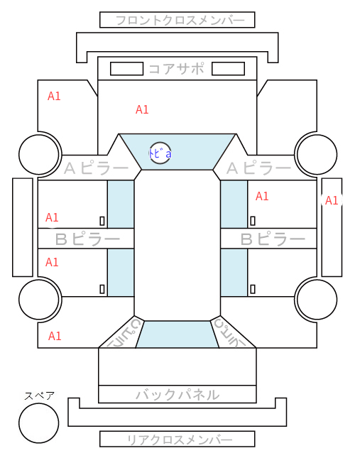 Body condition diagram (damage marks, Japanese labels)