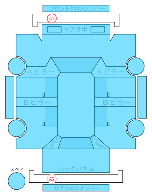 Body condition diagram (damage marks, Japanese labels)