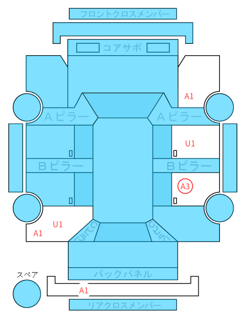 Body condition diagram (damage marks, Japanese labels)