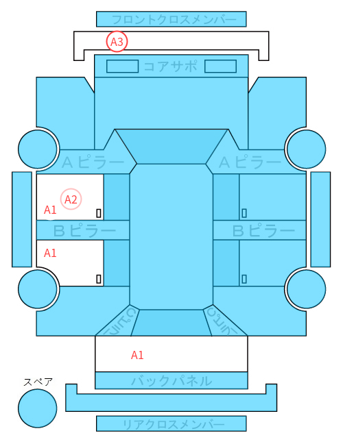 Body condition diagram (damage marks, Japanese labels)