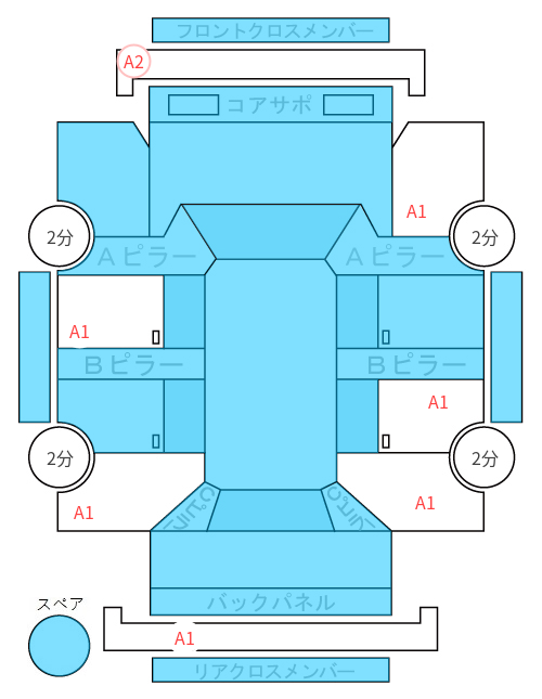 Body condition diagram (damage marks, Japanese labels)