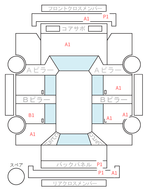Body condition diagram (damage marks, Japanese labels)