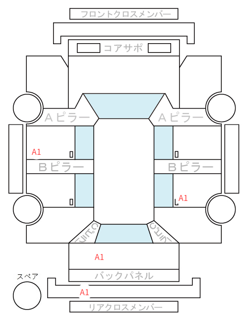 Body condition diagram (damage marks, Japanese labels)
