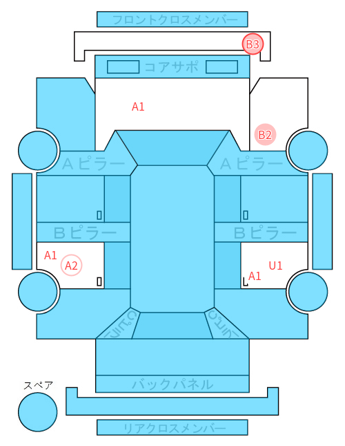 Body condition diagram (damage marks, Japanese labels)