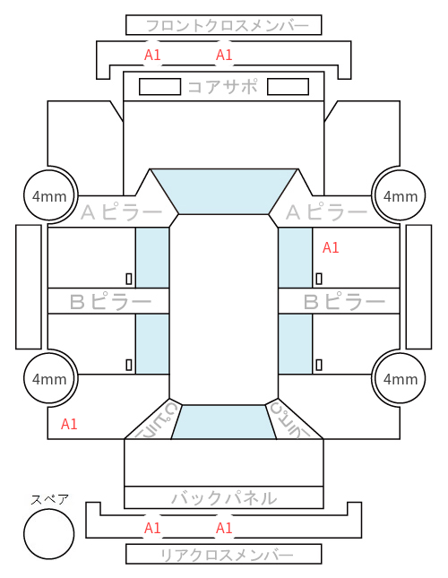 Body condition diagram (damage marks, Japanese labels)