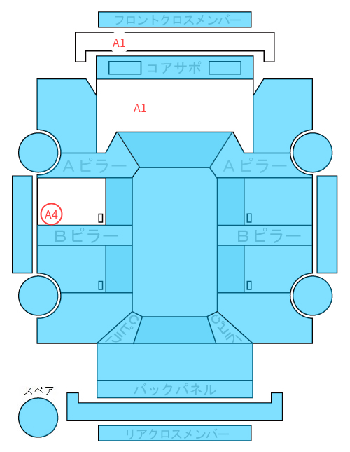 Body condition diagram (damage marks, Japanese labels)