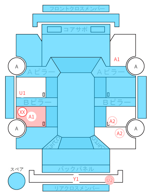 Body condition diagram (damage marks, Japanese labels)