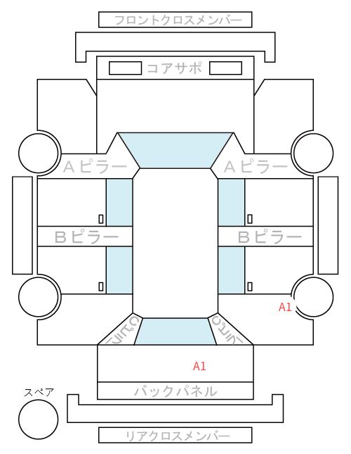 Body condition diagram (damage marks, Japanese labels)
