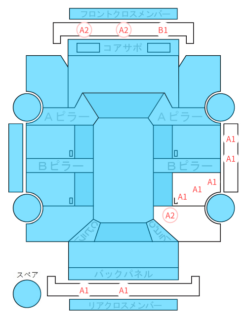 Body condition diagram (damage marks, Japanese labels)