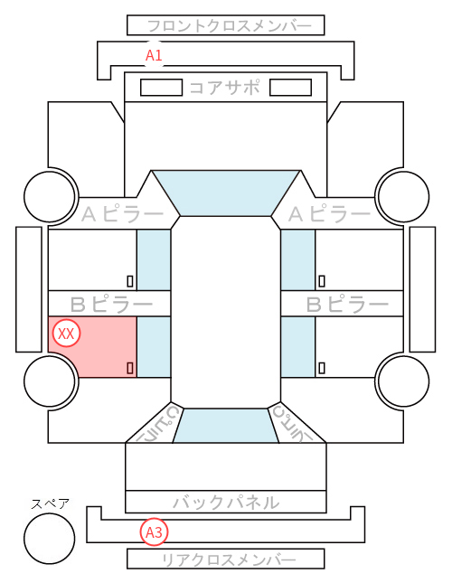 Body condition diagram (damage marks, Japanese labels)