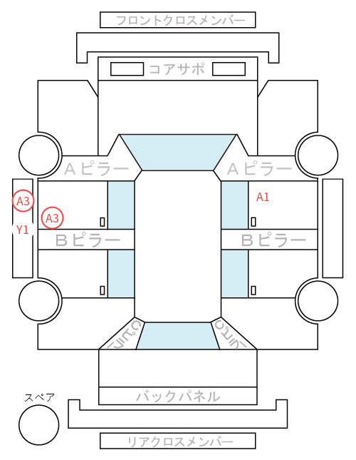 Body condition diagram (damage marks, Japanese labels)