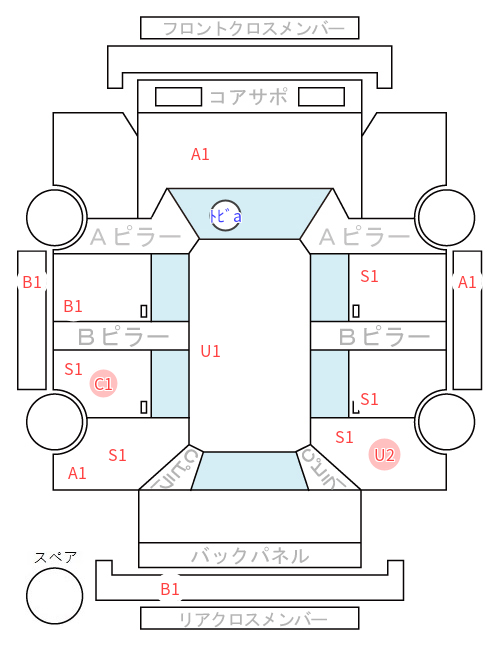 Body condition diagram (damage marks, Japanese labels)