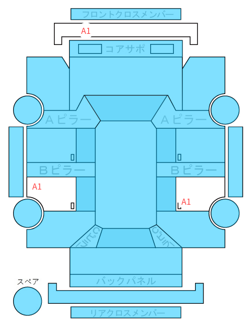Body condition diagram (damage marks, Japanese labels)