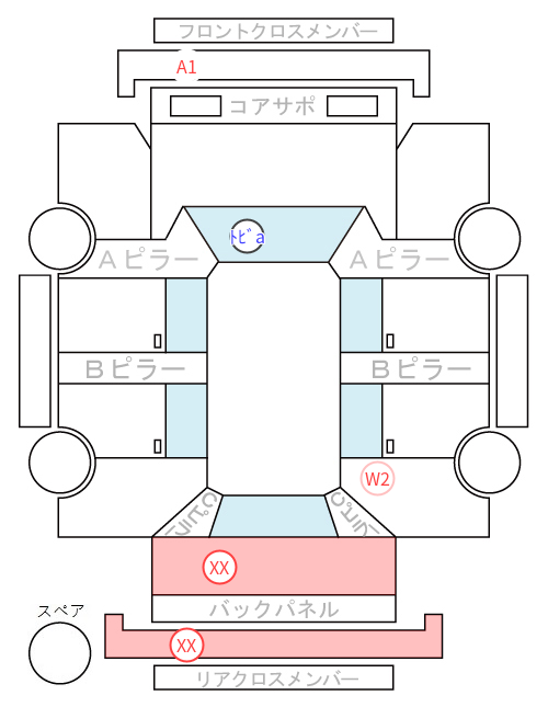 Body condition diagram (damage marks, Japanese labels)
