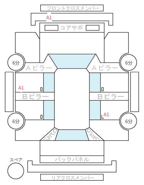 Body condition diagram (damage marks, Japanese labels)
