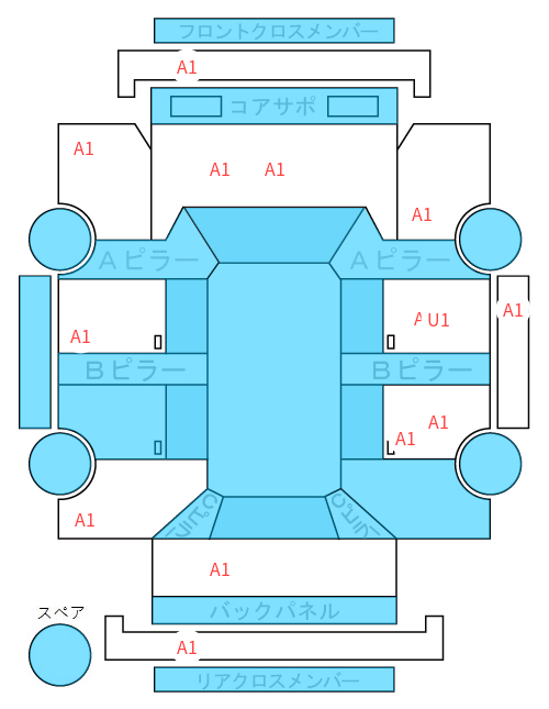 Body condition diagram (damage marks, Japanese labels)