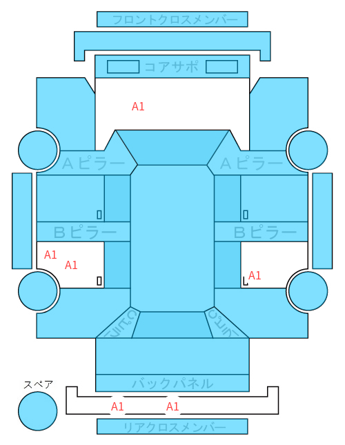 Body condition diagram (damage marks, Japanese labels)