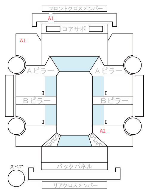 Body condition diagram (damage marks, Japanese labels)