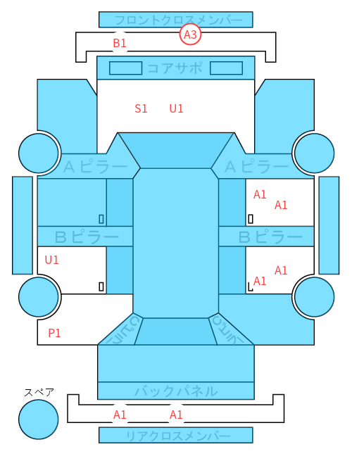 Body condition diagram (damage marks, Japanese labels)