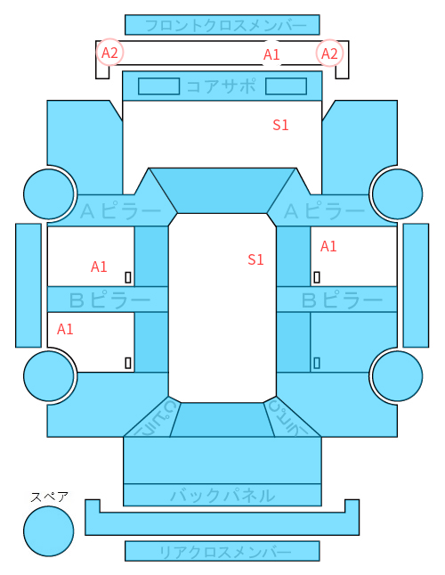 Body condition diagram (damage marks, Japanese labels)