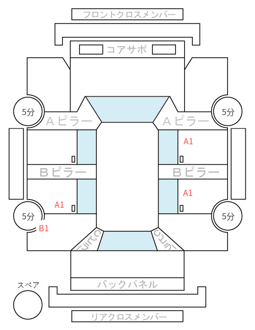 Body condition diagram (damage marks, Japanese labels)