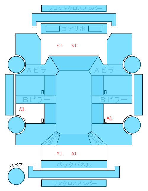 Body condition diagram (damage marks, Japanese labels)