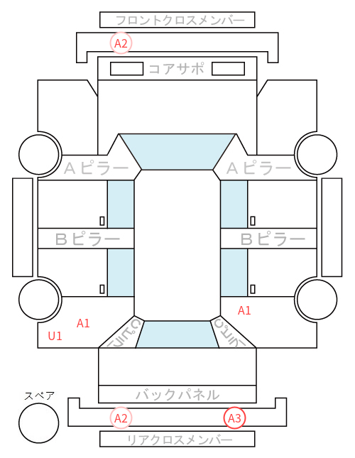 Body condition diagram (damage marks, Japanese labels)