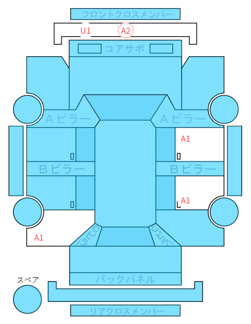 Body condition diagram (damage marks, Japanese labels)