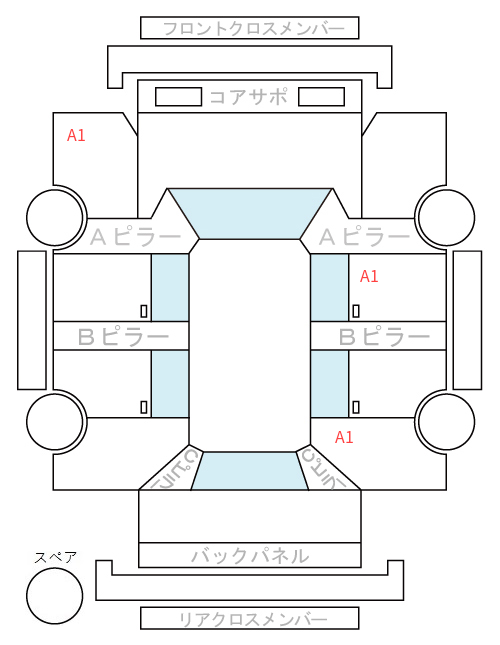 Body condition diagram (damage marks, Japanese labels)