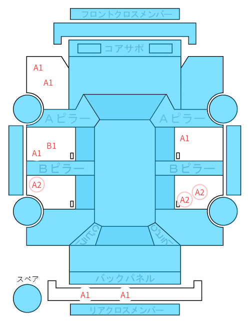 Body condition diagram (damage marks, Japanese labels)