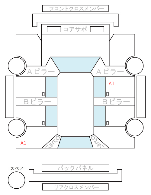 Body condition diagram (damage marks, Japanese labels)
