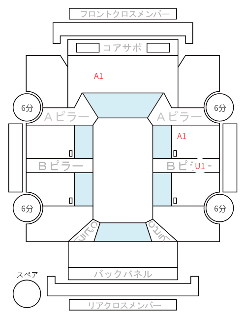 Body condition diagram (damage marks, Japanese labels)