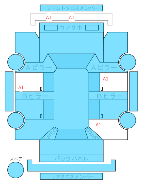 Body condition diagram (damage marks, Japanese labels)