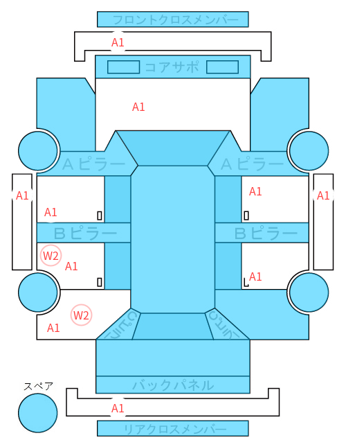 Body condition diagram (damage marks, Japanese labels)