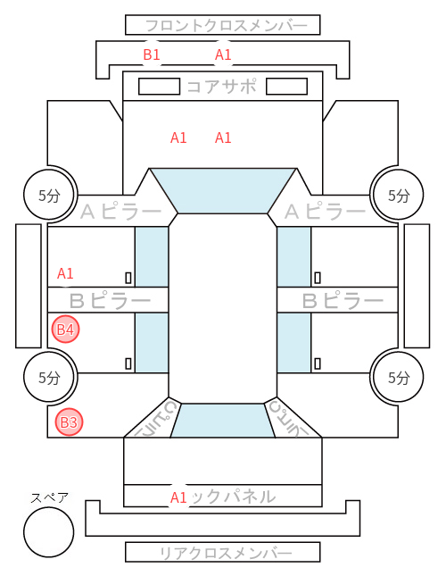 Body condition diagram (damage marks, Japanese labels)