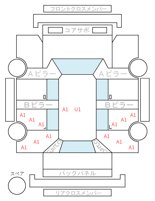 Body condition diagram (damage marks, Japanese labels)