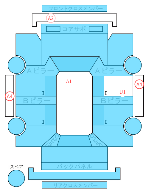 Body condition diagram (damage marks, Japanese labels)