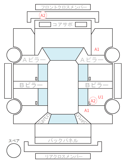 Body condition diagram (damage marks, Japanese labels)