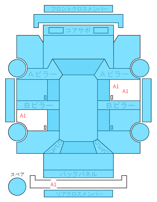 Body condition diagram (damage marks, Japanese labels)
