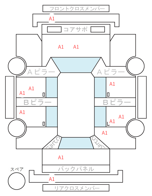 Body condition diagram (damage marks, Japanese labels)